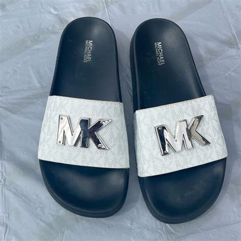 michael kors white slides|michael kors slides size 11.